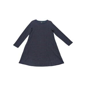 Toad and Co Foothill Long Sleeve Swing Dress Striped Navy Blue Red Womens Large